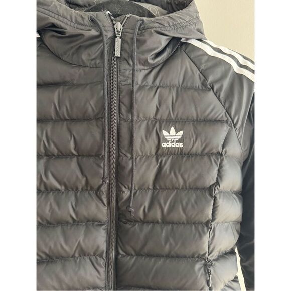 adidas Originals Three Stripe Slim Padded Puffer Jacket, Women’s Size Small, Bla - Picture 8 of 13